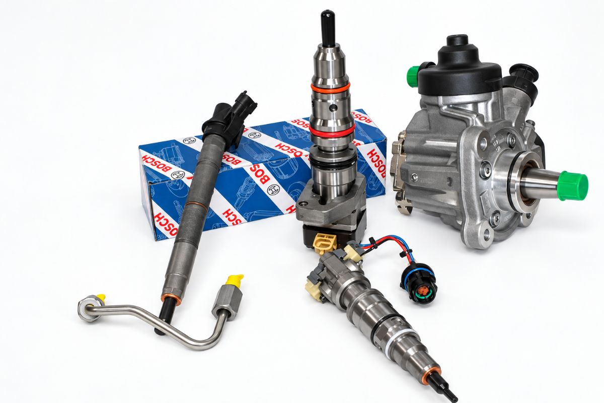 Remanufactured Bosch and HEUI injectors and high-pressure pump for Ford Power Stroke diesel pickups